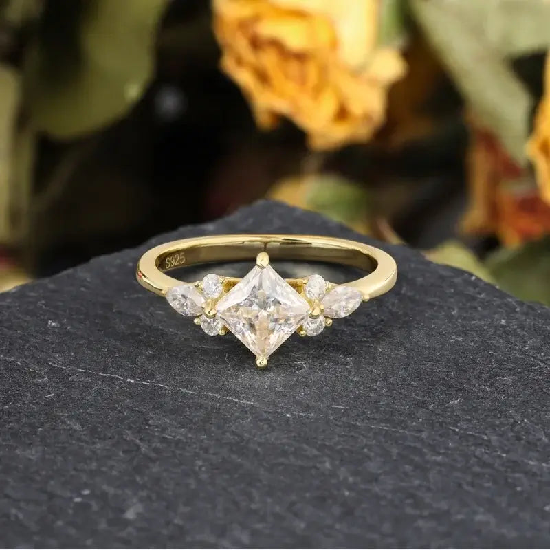 Princess Shaped Moissanite Wedding Ring