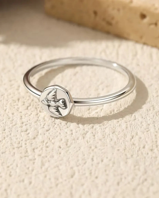 Sterling Silver Dove Signet Ring