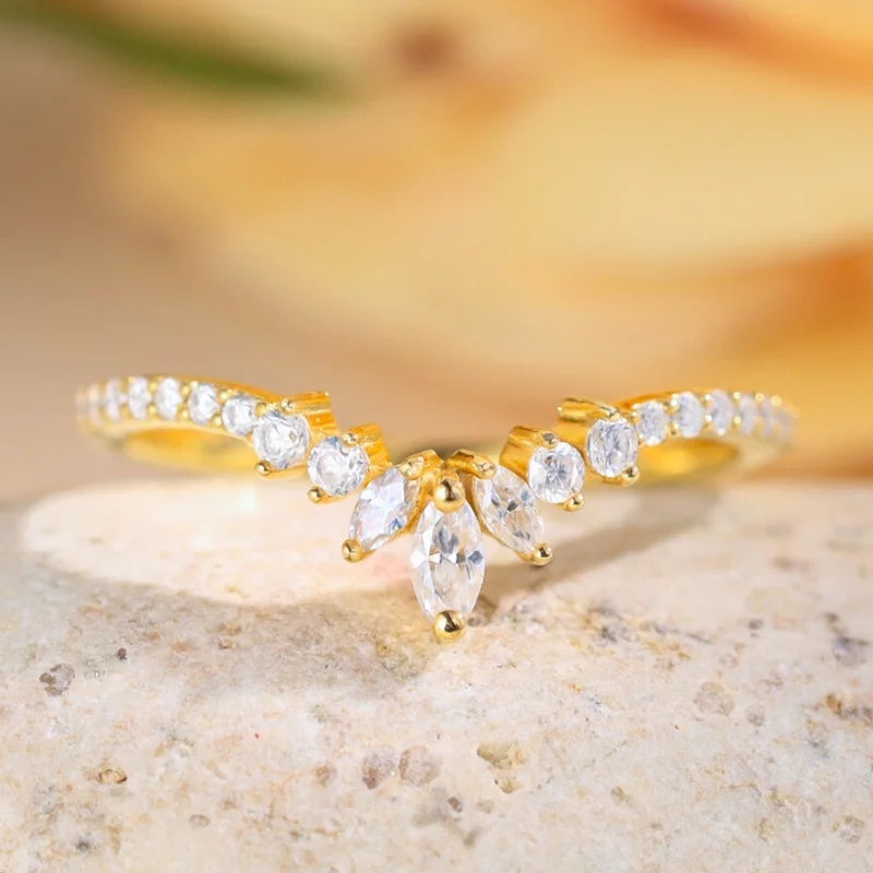 Sterling Silver Moissanite Ring Marquise Cut