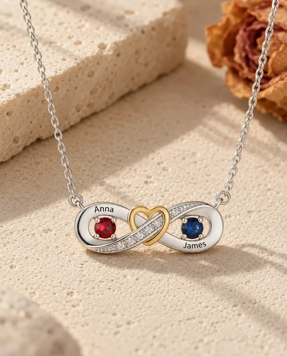 Personalised Birthstone Necklace - laid flat
