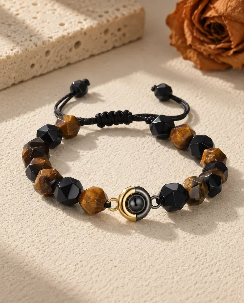 Tiger Eye Photo Projection Bracelet - laid flat