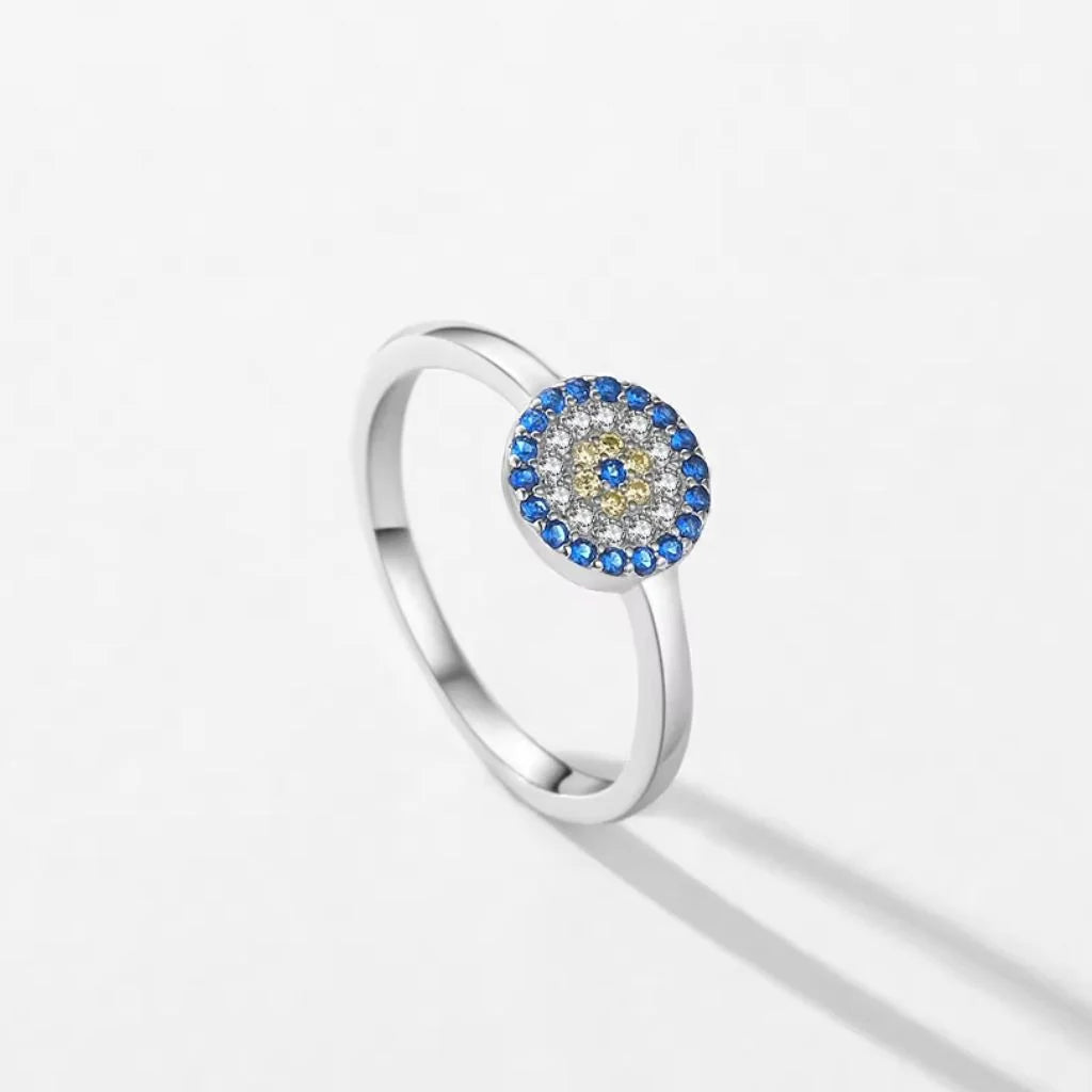 Turkish Evil Eye Ring in 925 Sterling Silver with Zircon β A Symbol of Protection