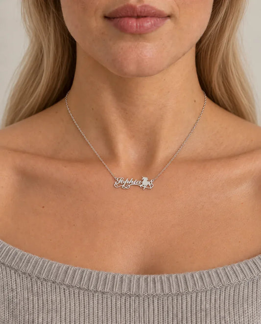 Unicorn Name Necklace - worn on a model