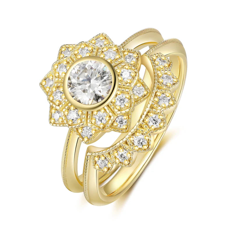 Vintage Moissanite Engagement Ring Set
