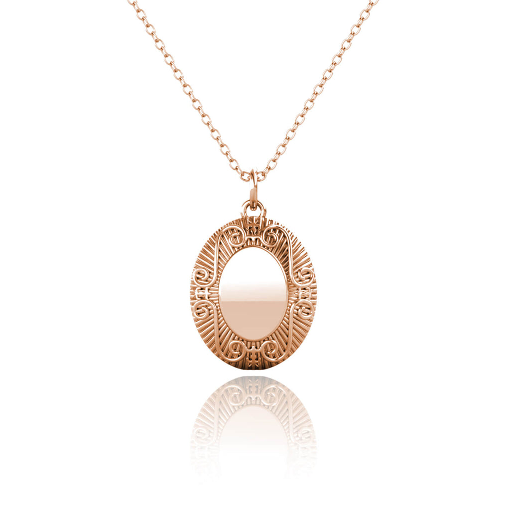 Personalised Photo Oval Locket Necklace with Picture Inside Rose Gold