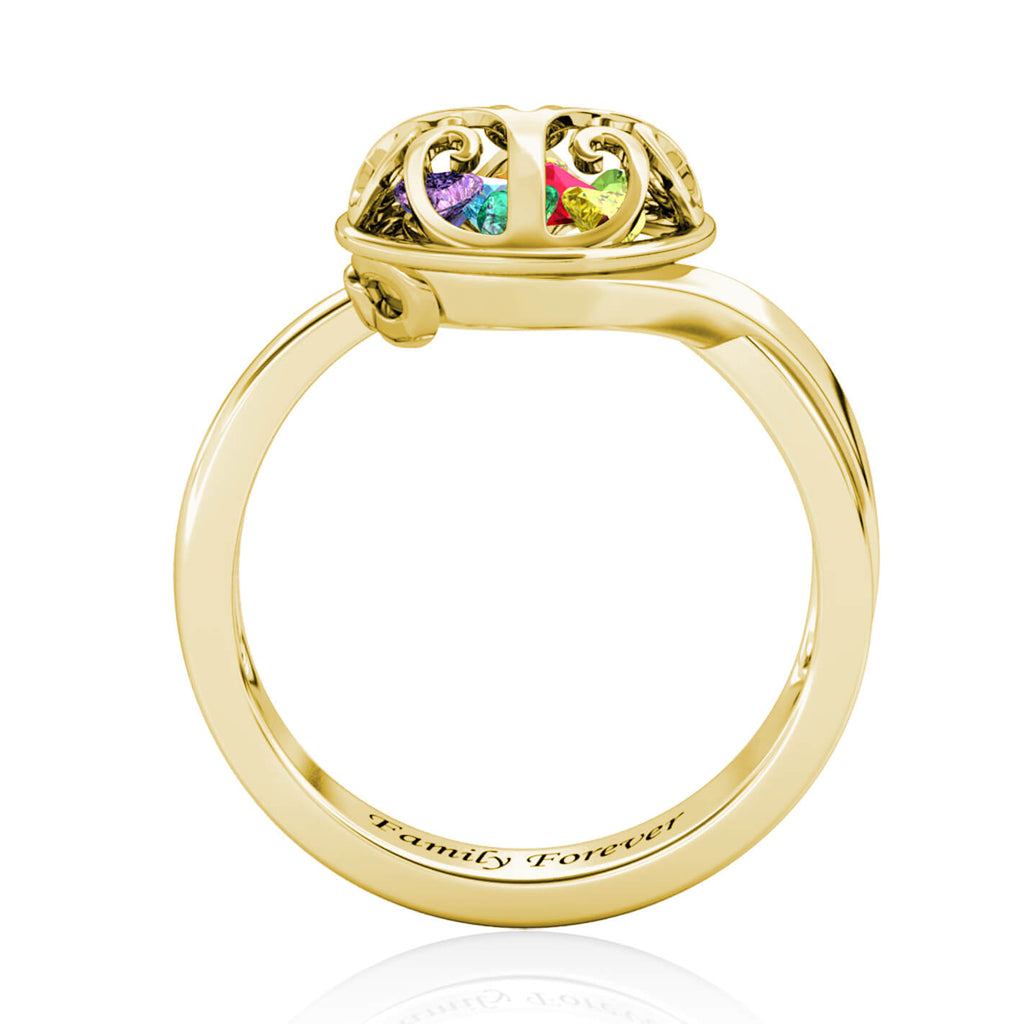 Personalised 12 Birthstones Ring with Engraving Yellow Gold