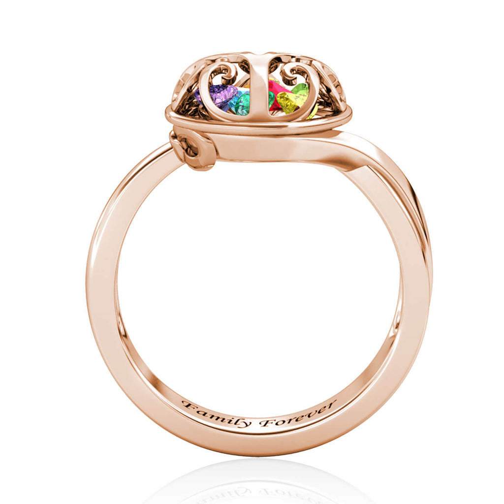 Personalised 12 Birthstones Ring with Engraving Rose Gold