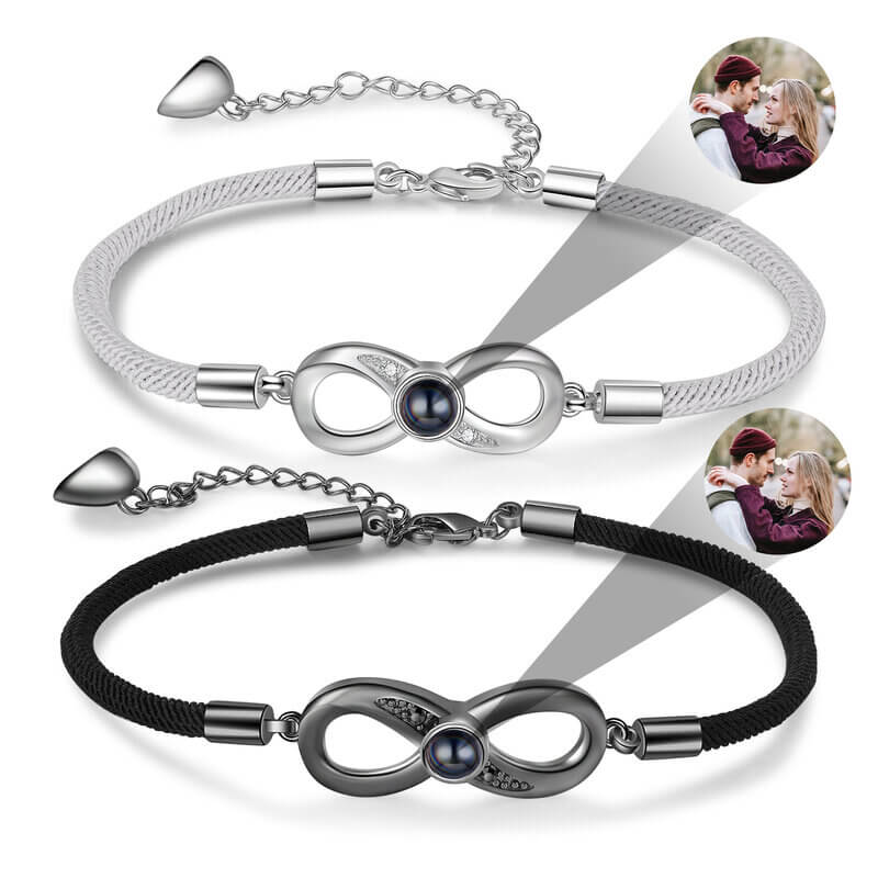 Personalised Infinity Charm Photo Projection Couple Bracelet