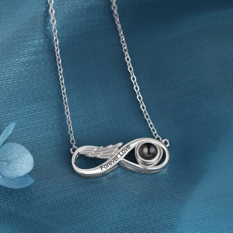 Personalised Infinity Photo Projection Necklace - Silver