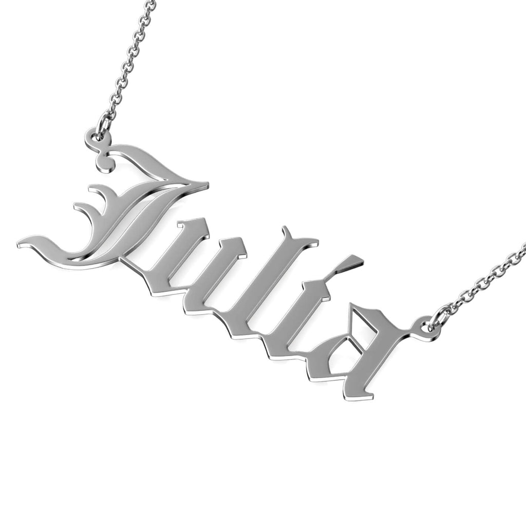 Personalised Old English Name Necklace Sterling Silver