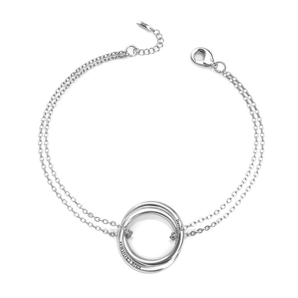Personalised Engraved Russian 2 Ring Bracelet Sterling Silver