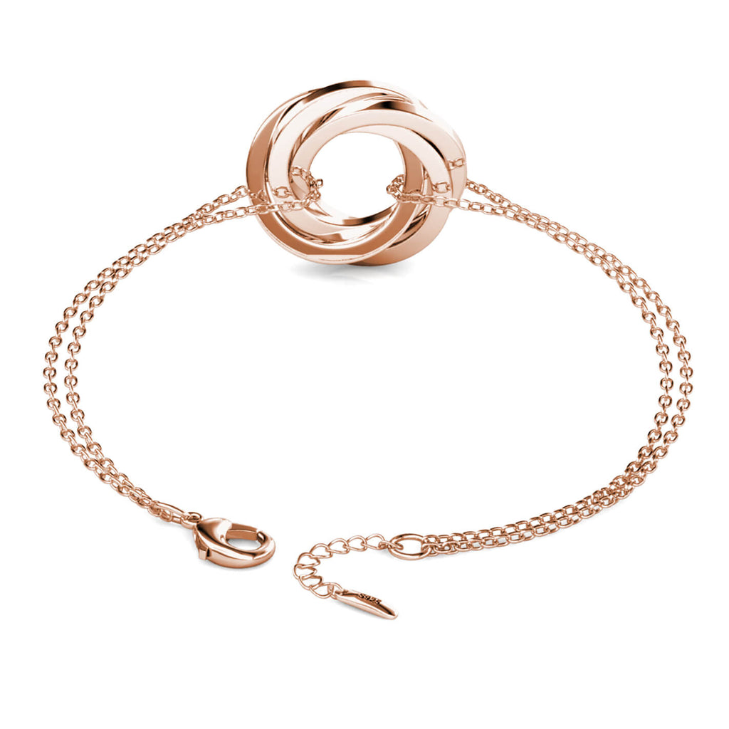 Personalised Russian 4 Ring Bracelet with Engraved Names Rose Gold