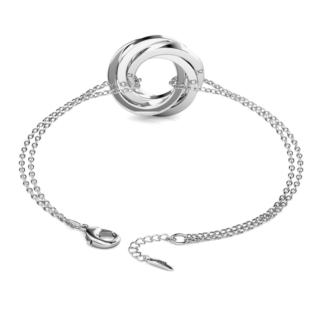 Personalised Russian 4 Ring Bracelet with Engraved Names Sterling Silver