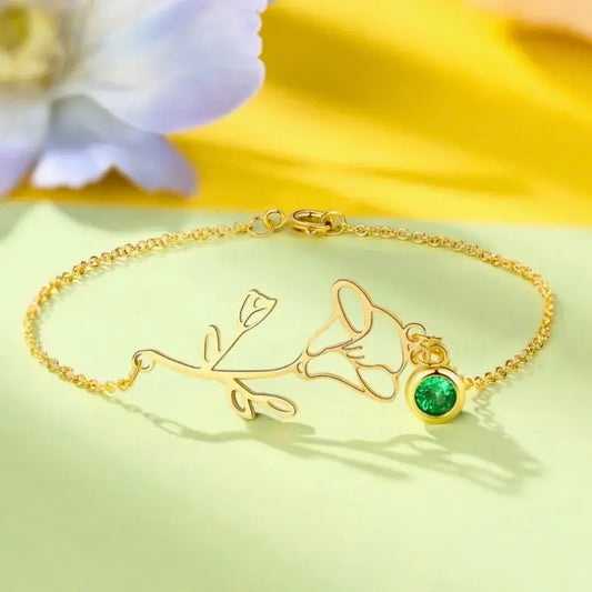 Personalised knotted heart birthstone bracelet in sterling silver, a meaningful gift for your best friend