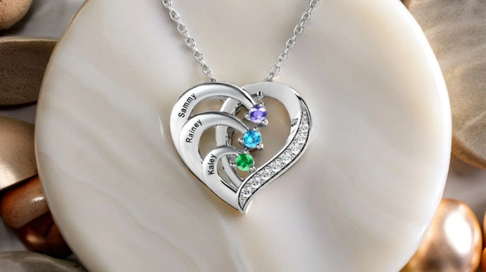 Custom Birthstone Necklace for Mum