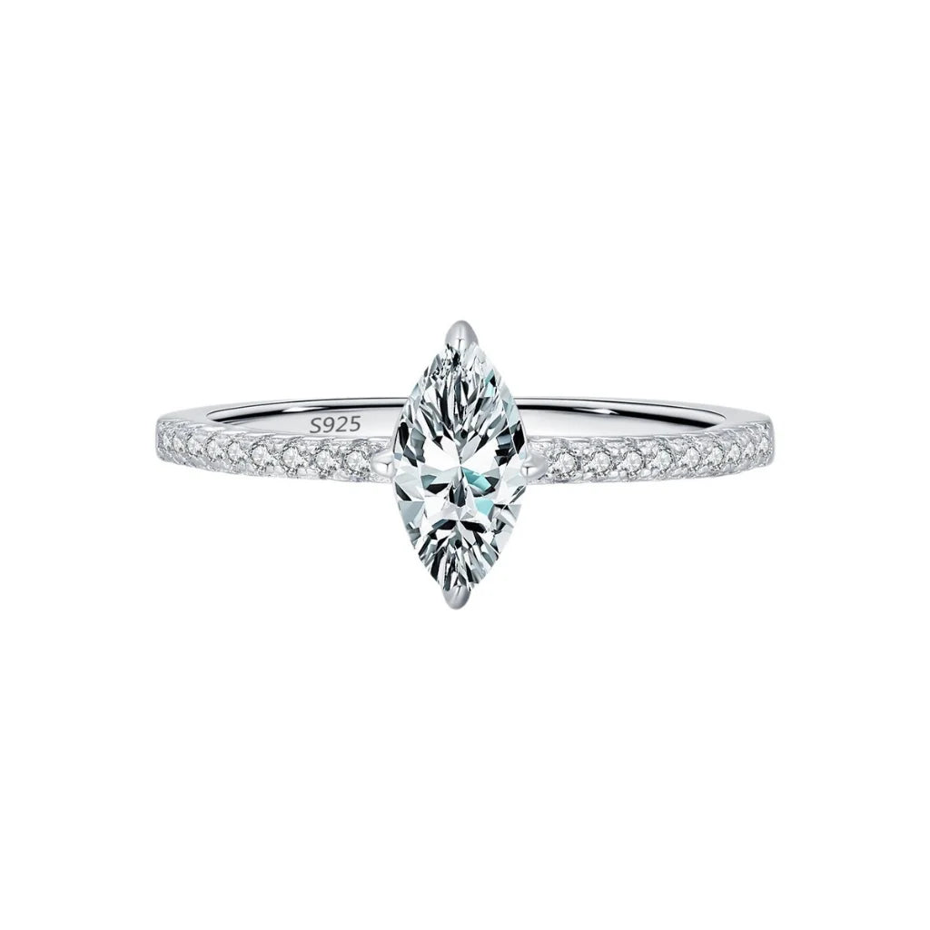 0.5Ct Marquise Cut Moissanite Wedding Ring 925 Sterling Silver - Lab Created Diamond Wedding Ring For Women
