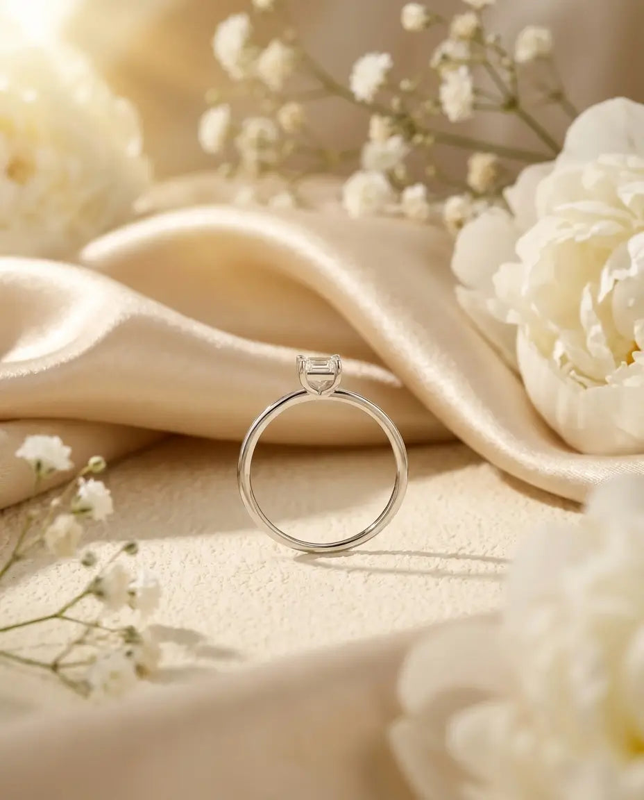 0.35ct Princess Cut Moissanite Ring - Dainty Solitaire Promise Ring in Silver - IfShe UK