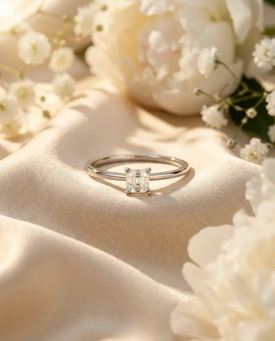 0.35ct Princess Cut Moissanite Ring - Dainty Solitaire Promise Ring in Silver - IfShe UK