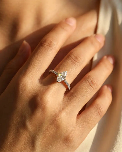 0.5ct Marquise Moissanite Ring - Dainty Pave Silver Engagement Ring - IfShe UK