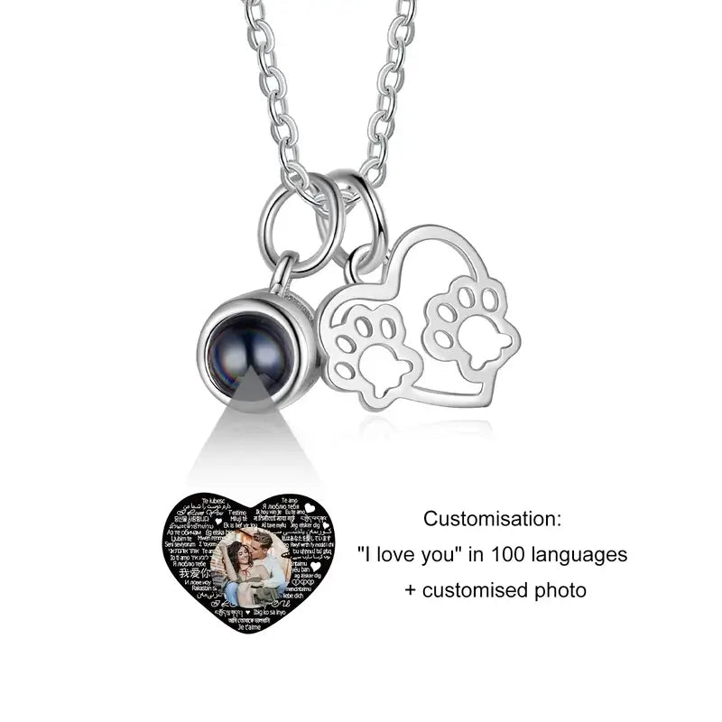 Personalised Photo Projection Necklace I Love You in 100 Languages