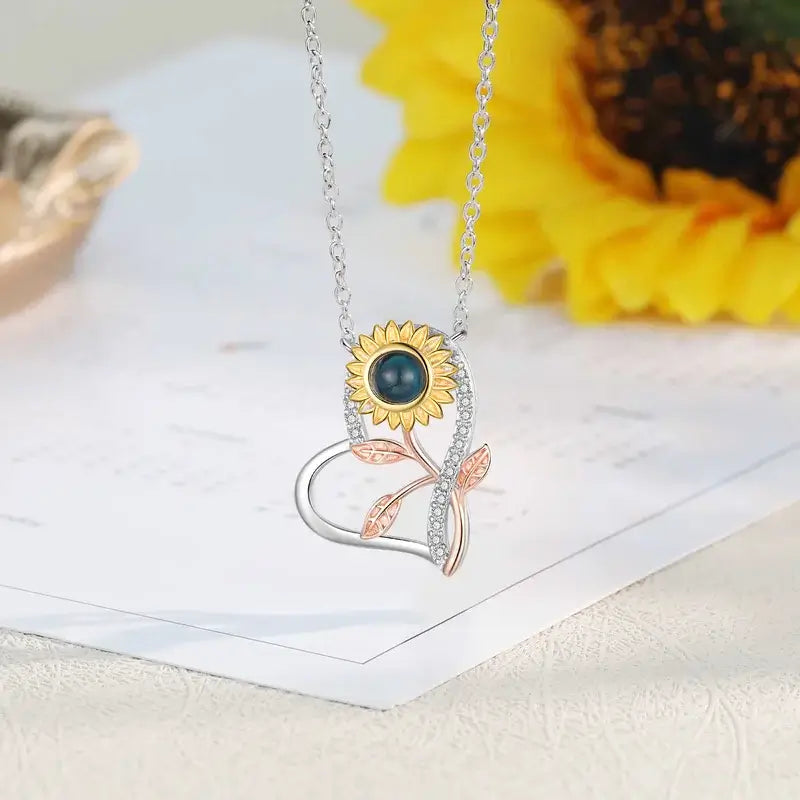 Sunflower Personalised Photo Projection Necklace