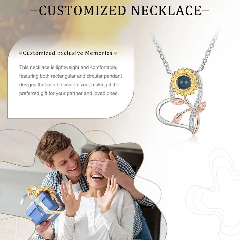 Sunflower Personalised Photo Projection Necklace