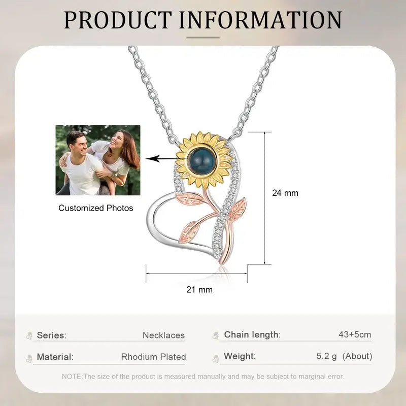 Sunflower Personalised Photo Projection Necklace