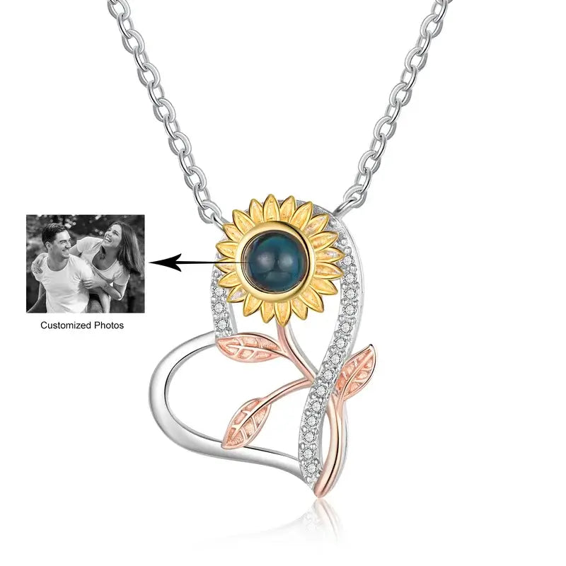 Sunflower Personalised Photo Projection Necklace