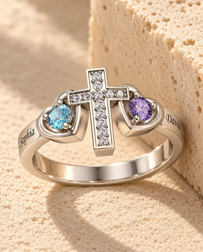 Cross Name Ring - in sterling silver
