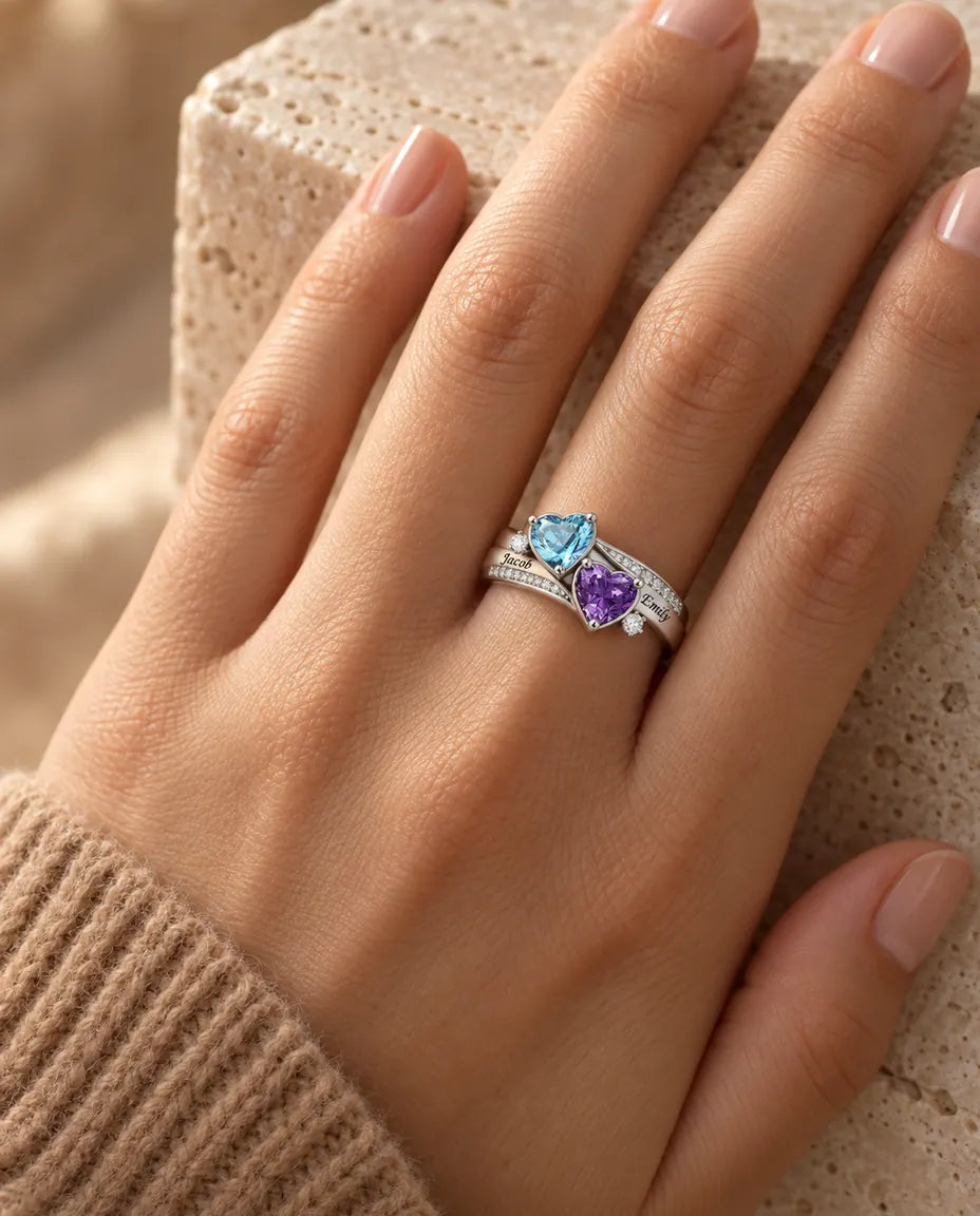 Personalised Name Ring for Her - worn on the hand, close-up