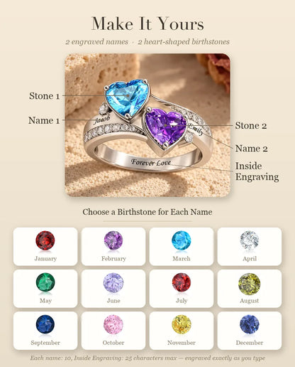 Personalised Name Ring for Her - personalisation guide: names, birthstones and inside engraving