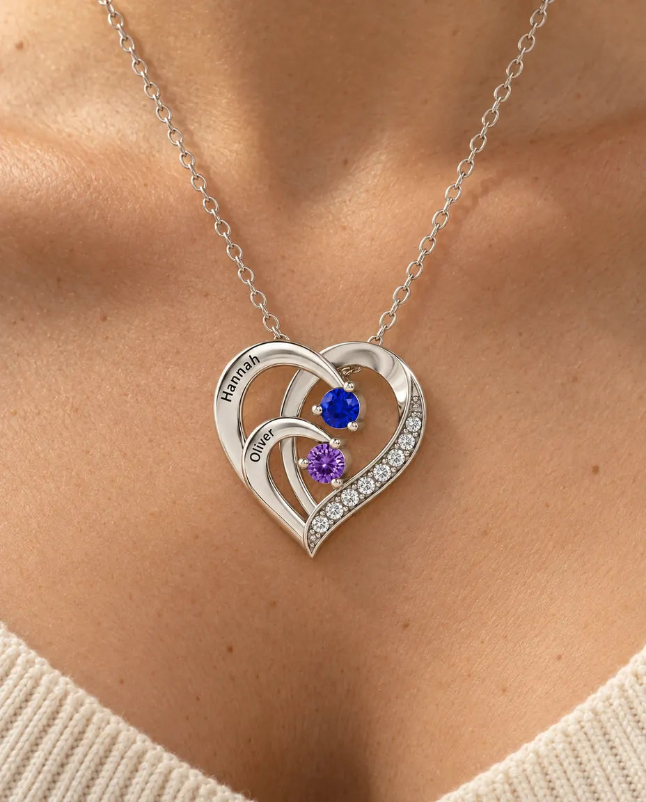 Personalised Birthstone Necklace - worn on a model