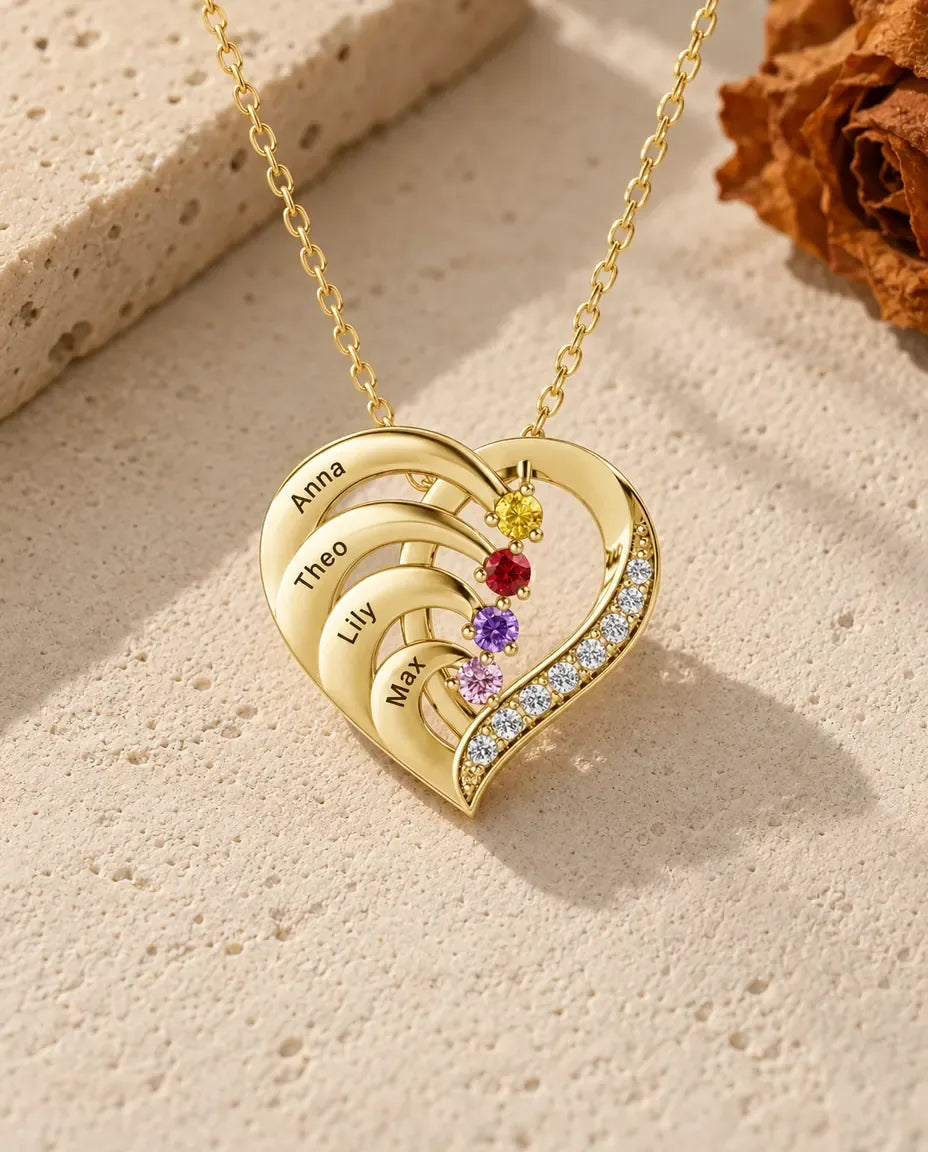 Personalised Birthstone Necklace for Mum - in gold finish