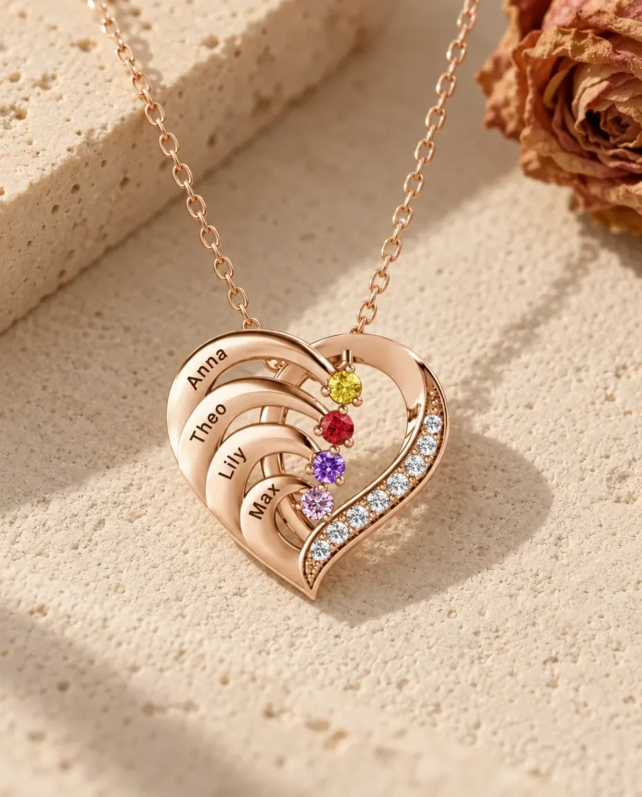 Personalised Birthstone Necklace for Mum - in rose gold finish