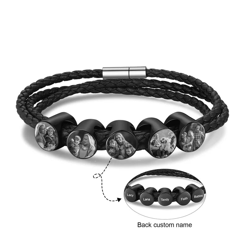Men's Photo Bracelet - Men's Personalised Bracelet - Photo Gift for Him