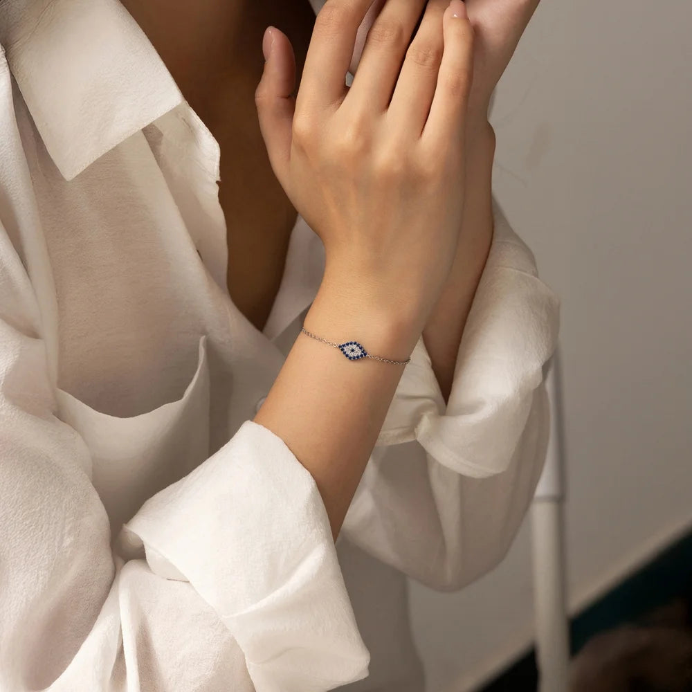 925 Sterling Silver Evil Eye Bracelet for Protection - Eye of Evil Bracelet