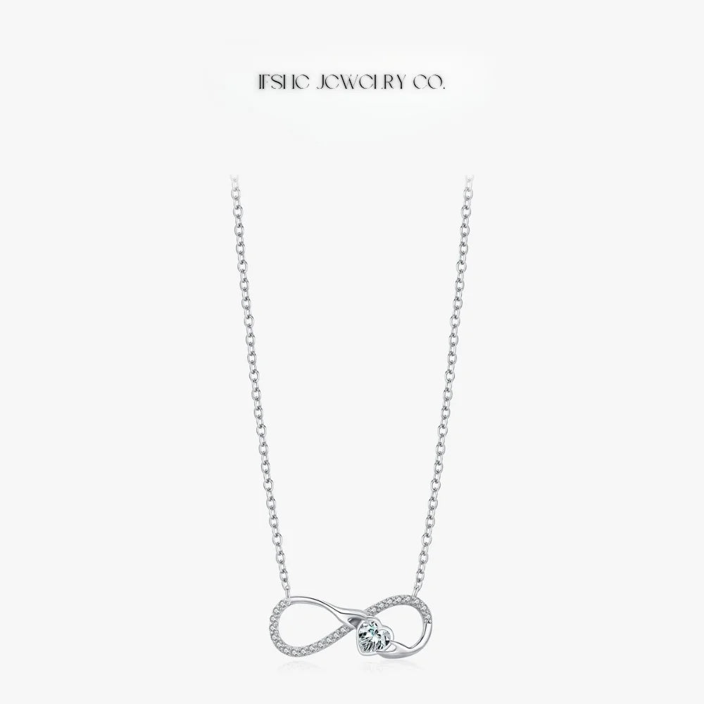 925 Sterling Silver Infinity Heart Necklace – Romantic Zircon Pendant for Women