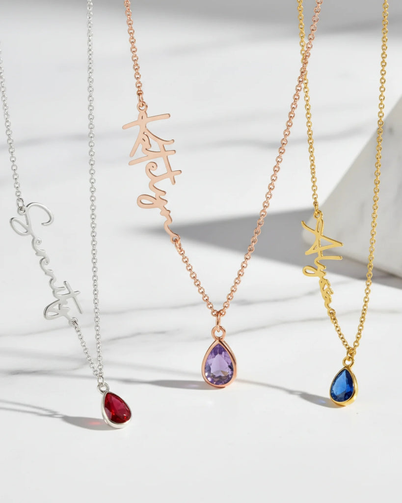 Birthstone Name Necklace – Personalised Gift Jewellery IfShe UK