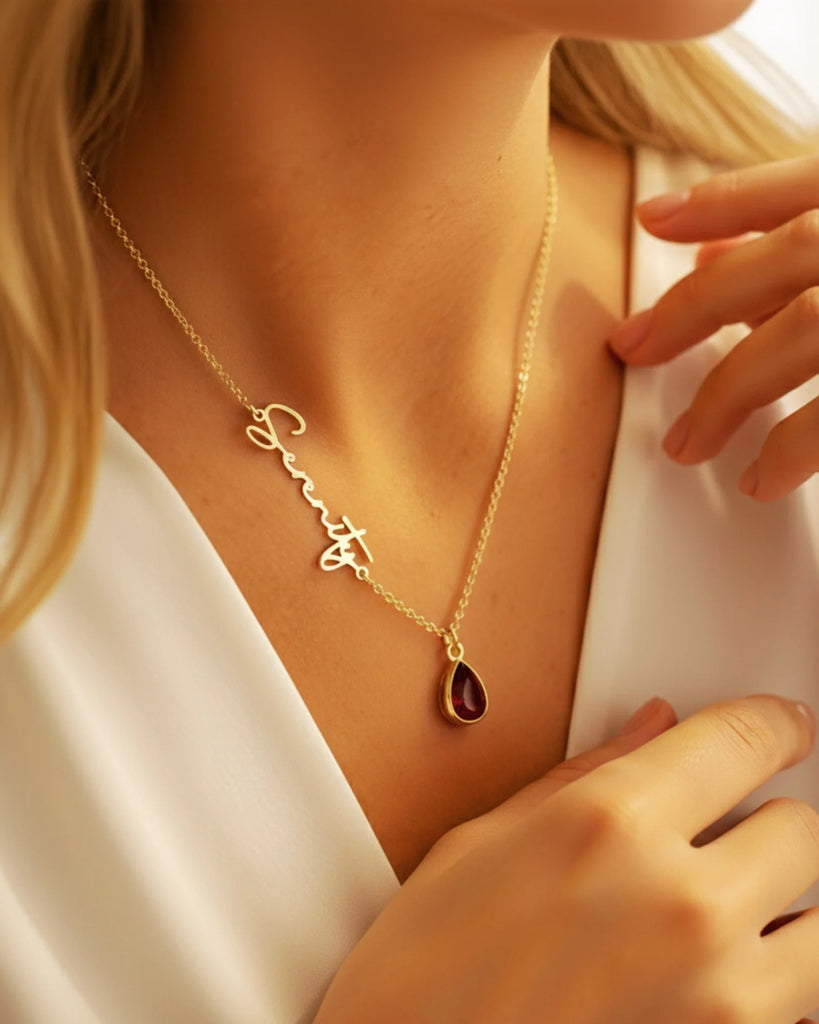 Birthstone Name Necklace – Personalised Gift Jewellery IfShe UK