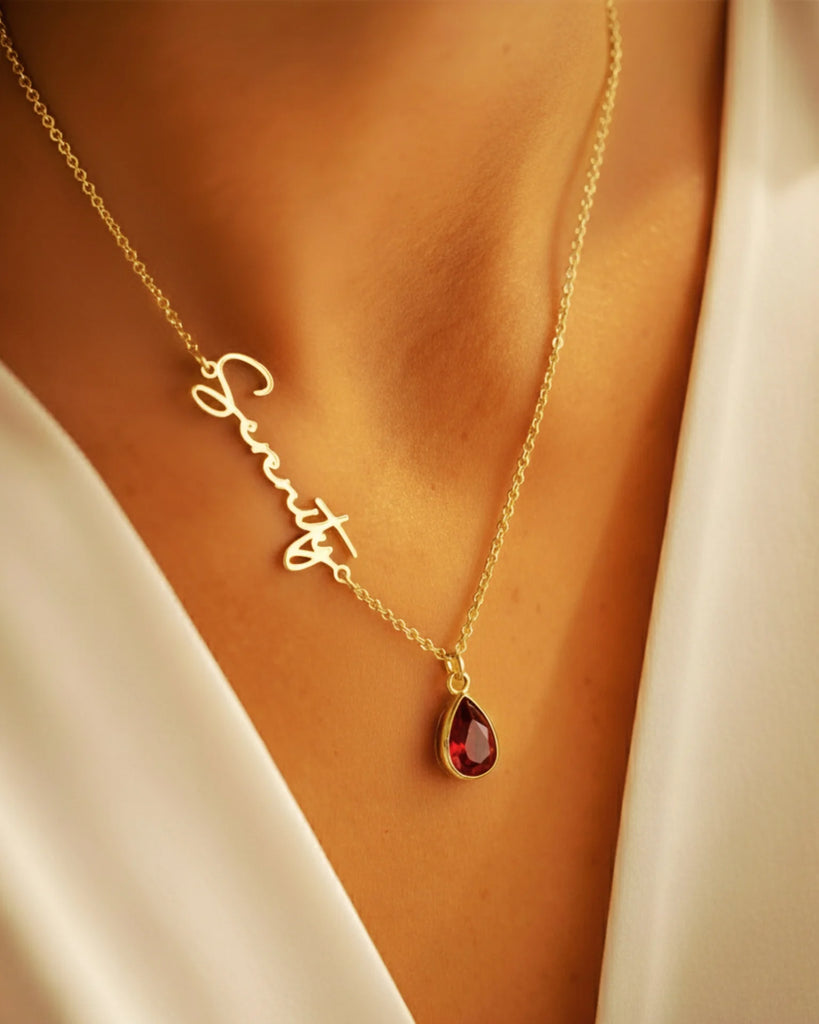 Birthstone Name Necklace – Personalised Gift Jewellery IfShe UK