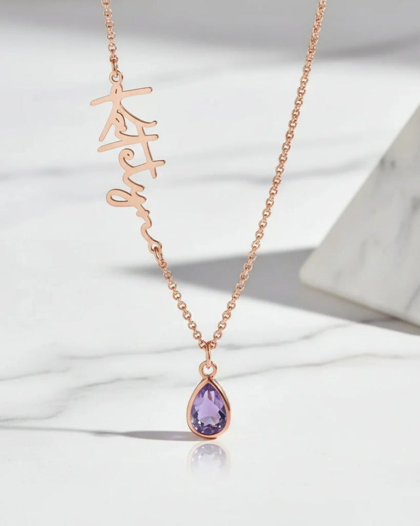Birthstone Name Necklace – Personalised Gift Jewellery IfShe UK