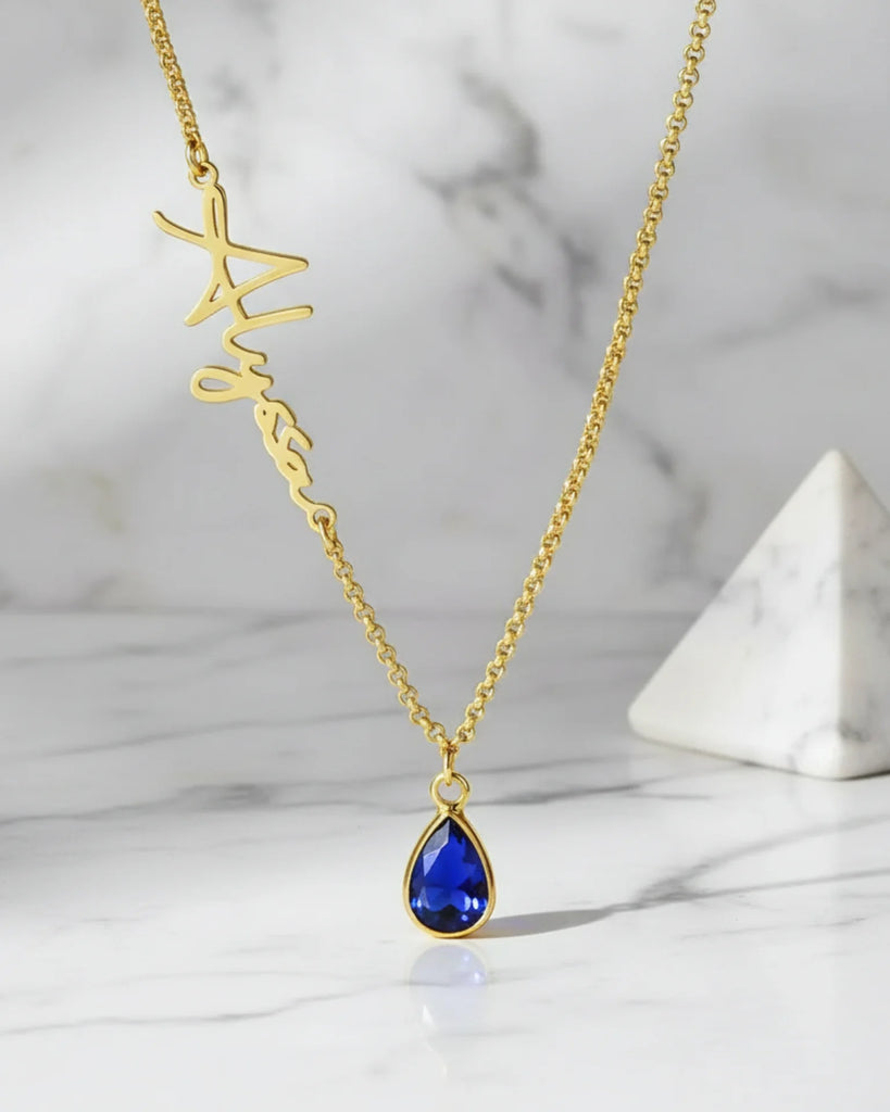 Birthstone Name Necklace – Personalised Gift Jewellery IfShe UK