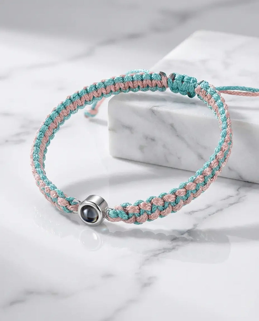 Braided Photo Projection Bracelet - Adjustable Rope Picture Wristband IfShe UK