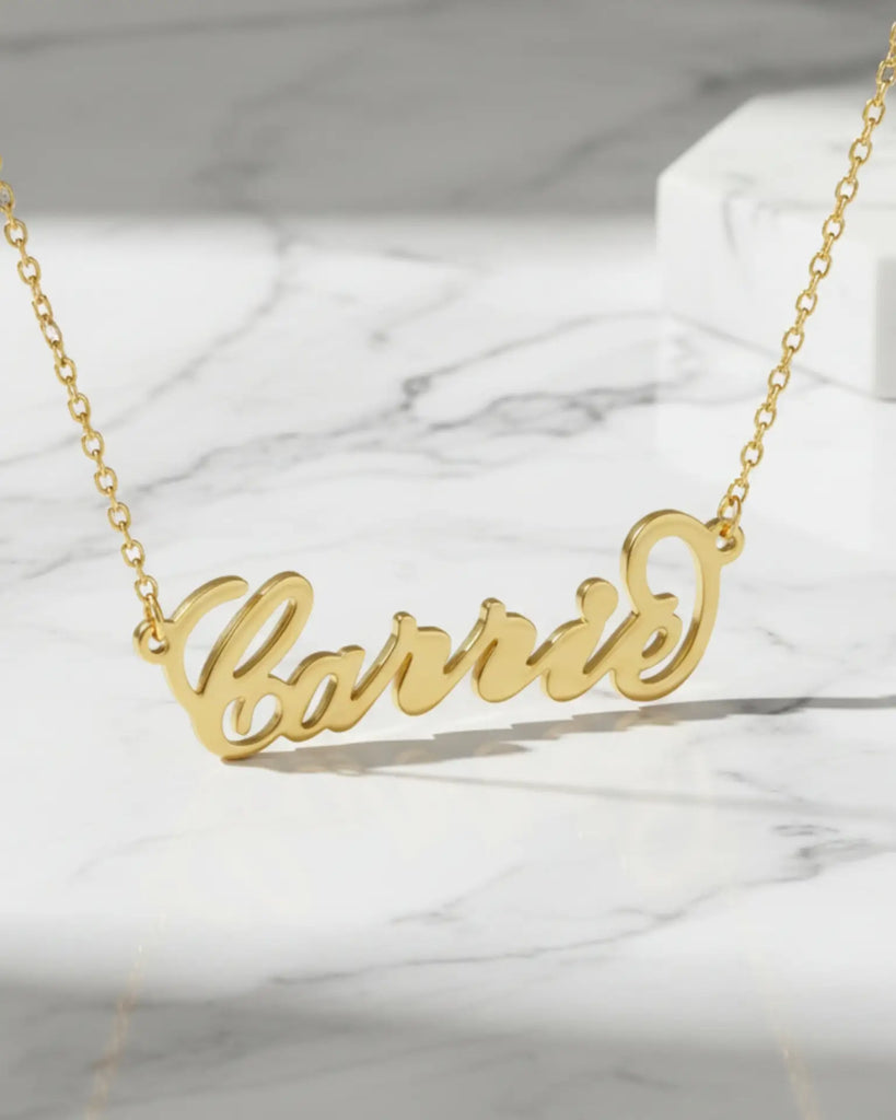 Carrie Script Name Necklace – Personalised Silver Jewellery IfShe UK