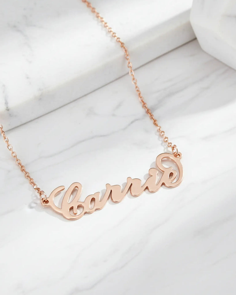 Carrie Script Name Necklace – Personalised Silver Jewellery IfShe UK
