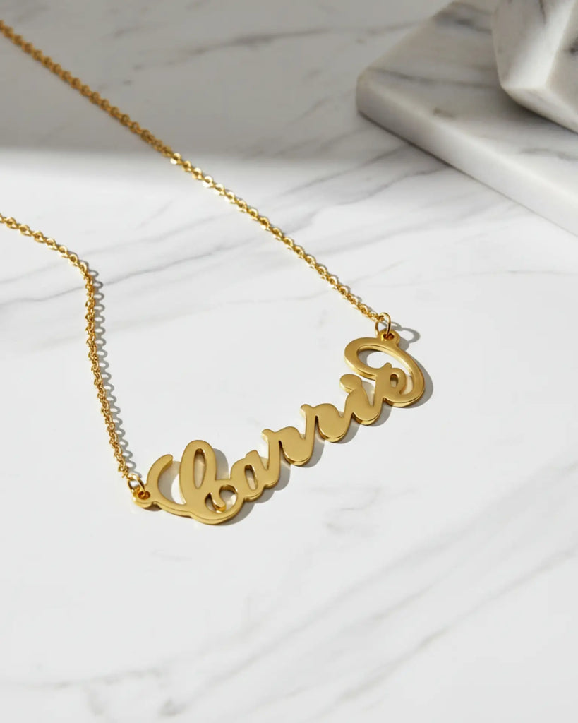 Carrie Script Name Necklace – Personalised Silver Jewellery IfShe UK