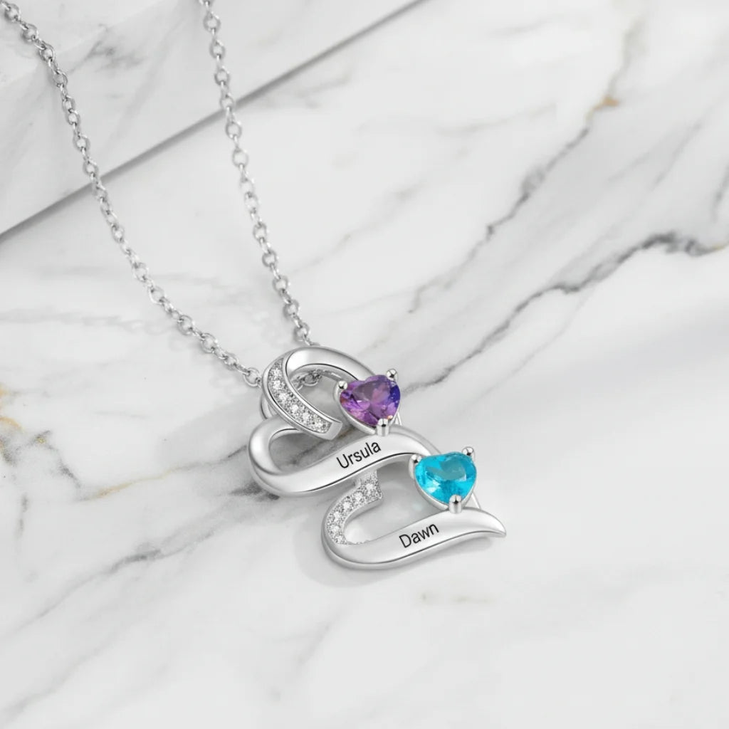 Engraved 2-5 Name Personalised Birthstone Necklace for Mum, Nan, or Sister