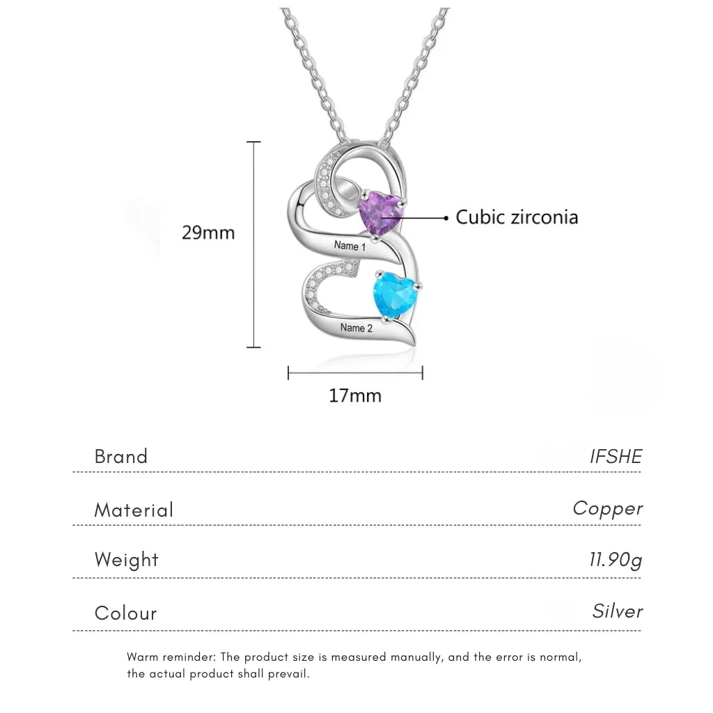 Engraved 2-5 Name Personalised Birthstone Necklace for Mum, Nan, or Sister