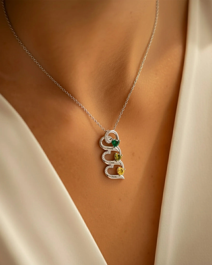 Engraved 2-5 Name Personalised Birthstone Necklace for Mum, Nan, or Sister IfShe UK