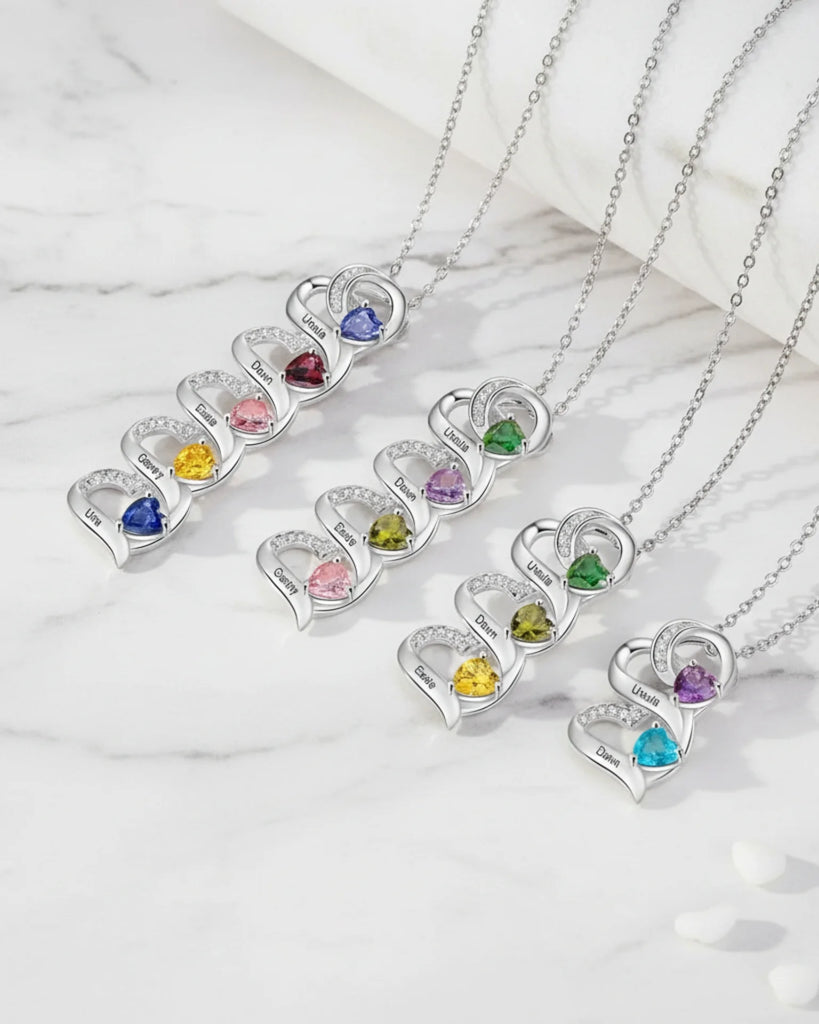 Engraved 2-5 Name Personalised Birthstone Necklace for Mum, Nan, or Sister IfShe UK
